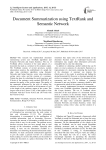 Document summarization using textrank and semantic network