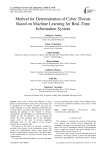 Method for determination of cyber threats based on machine learning for real-time information system