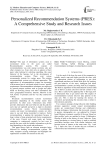 Personalized recommendation systems (PRES): a comprehensive study and research issues