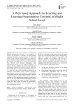 A web based approach for teaching and learning programming concepts at middle school level
