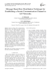 Message Based Key Distribution Technique for Establishing a Secure Communication Channel in IoT Networks