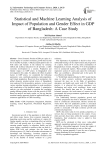 Statistical and Machine Learning Analysis of Impact of Population and Gender Effect in GDP of Bangladesh: A Case Study