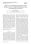 Analysis of Cyberbullying Incidence among Filipina Victims: A Pattern Recognition using Association Rule Extraction