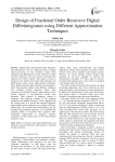 Design of Fractional Order Recursive Digital Differintegrators using Different Approximation Techniques