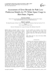 Assessment of Error Bounds for Path Loss Prediction Models for TV White Space Usage in Ekiti State, Nigeria
