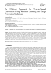 An Efficient Approach for Text-to-Speech Conversion Using Machine Learning and Image Processing Technique