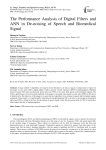 The Performance Analysis of Digital Filters and ANN in De-noising of Speech and Biomedical Signal