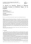 A Survey on Security Threats to Machine Learning Systems at Different Stages of its Pipeline