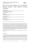 Early and Accurate Diagnosis of a Neurological Disorder Epilepsy Using Machine Learning Techniques