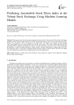 Predicting Automobile Stock Prices Index in the Tehran Stock Exchange Using Machine Learning Models
