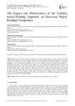 The Impact and Effectiveness of the Syllable-based Reading Approach on Moroccan Pupils’ Reading Competency