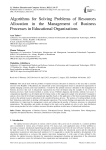 Algorithms for Solving Problems of Resources Allocation in the Management of Business Processes in Educational Organizations