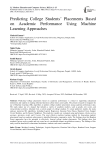 Predicting College Students’ Placements Based on Academic Performance Using Machine Learning Approaches