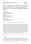 Factors Affecting the Fostering of Information and Communications Technology Application in Teaching for Teacher by the Blended Learning Model