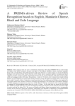 A PRISMA-driven Review of Speech Recognition based on English, Mandarin Chinese, Hindi and Urdu Language