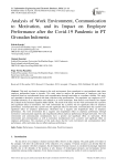 Analysis of Work Environment, Communication to Motivation, and its Impact on Employee Performance after the Covid-19 Pandemic in PT Givaudan Indonesia