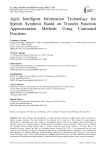 Agile Intelligent Information Technology for Speech Synthesis Based on Transfer Function Approximation Methods Using Continued Fractions