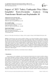 Impact of 2023 Turkey Earthquake Price Hikes: Insightful Socio-Economic Analysis Using Transformer Models and Explainable AI