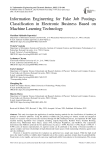 Information Engineering for Fake Job Postings Classification in Electronic Business Based on Machine Learning Technology
