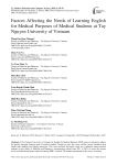 Factors Affecting the Needs of Learning English for Medical Purposes of Medical Students at Tay Nguyen University of Vietnam