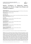 Quality Evaluation of Indonesian Student-generated User Stories: Insight from Human and ChatGPT Evaluation