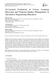 AI-Assisted Evaluation of Course Learning Outcomes and Program Quality Management in Automotive Engineering Education