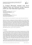A Compact Monopole Antenna with Novel Elliptical Patch and Defected Ground Structure (DGS) for Ultra-Wide Band Applications