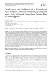 Development and Validation of a Cloud-Based Road Surface Condition Monitoring Framework using Citizen-Sourced Smartphone Sensor Data in the Philippines