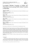 Leveraging Machine Learning to Predict ICT Proficiency levels among Public School Teachers in Bukidnon
