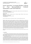 Smart Agriculture: Leveraging Machine Learning for Crop Recommendation, Fertilizer Optimization, and Yield Prediction