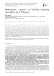 Performance Analysis of Machine Learning Algorithms for IoT Security
