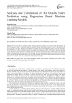 Analysis and Comparison of Air Quality Index Prediction using Regression Based Machine Learning Models