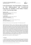 Field Performance and Degradation Comparison of ESS Multicrystalline and Conventional Polysilicon PV Modules in Hot Indian Climates: A One-Year Rooftop Study