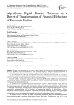 Algorithmic Digital Finance Platforms as a Driver of Transformation of Financial Behaviour of Economic Entities