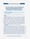 The formation and development history of philosophy terms in Azerbaijan literay language