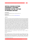 Critical success factors: leadership, customer, economic factor, culture to business venture
