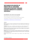 Instagram influencers as predictors of consumer purchase intention towards fashion products in Jakarta, Indonesia
