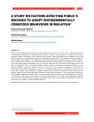 A study on factors affecting public’s decision to adopt environmentally conscious behaviour in Malaysia