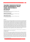 Teachers turnover intention within governmental education-al institutions in Seychelles