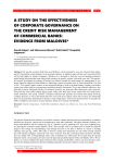 A study on the effectiveness of corporate governance on the credit risk management of commercial banks: evidence from Maldives