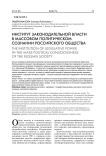 Институт законодательной власти в массовом политическом сознании российского общества