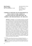 Criminal offense of environmental pollution in the criminal legislation of the Republic of Serbia and the Republic of Croatia