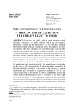 The employment of the minors in the context of exercising the child’s right to work