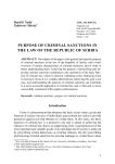 Purpose of criminal sanctions in the law of the Republic of Serbia