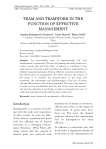 Team and teamwork in the function of effective management