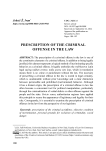 Prescription of the criminal offense in the law