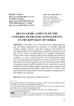 Regulatory aspects of the control of dietary supplements in the Republic of Serbia