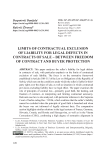 Limits of contractual exclusion of liability for legal defects in contracts of sale – Between freedom of contract and buyer protection