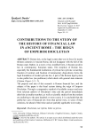 Contributions to the study of the history of financial law in Ancient Rome – The reign of Еmperor Diocletian
